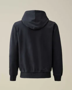 C.P. Company U16 Light Fleece Mixed Zipped Hoodie Total Eclipse-Blue Outlet