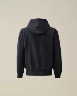 C.P. Company U16 Light Fleece Mixed Zipped Hoodie Total Eclipse-Blue Cheap