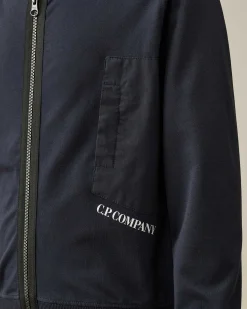 C.P. Company U16 Light Fleece Mixed Zipped Hoodie Total Eclipse-Blue Cheap