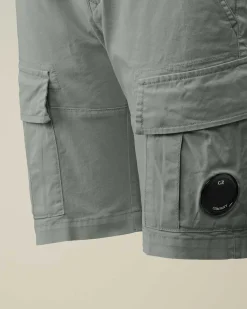C.P. Company U16 Stretch Gabardine Cargo Shorts Turbulence-Grey Discount
