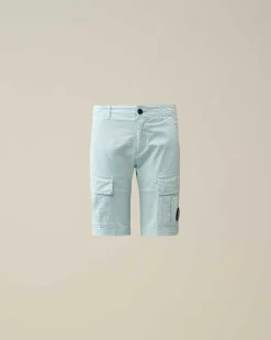 C.P. Company U16 Stretch Gabardine Cargo Shorts Starlight Blue Fashion