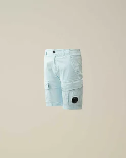 C.P. Company U16 Stretch Gabardine Cargo Shorts Starlight Blue Fashion