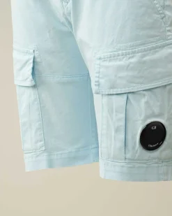 C.P. Company U16 Stretch Gabardine Cargo Shorts Starlight Blue Fashion