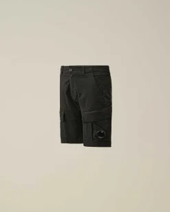 C.P. Company U16 Stretch Gabardine Cargo Shorts Black New