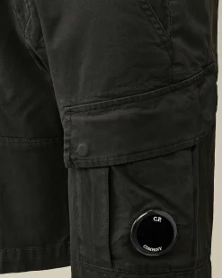C.P. Company U16 Stretch Gabardine Cargo Shorts Black Store