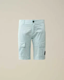 C.P. Company U16 Stretch Gabardine Cargo Shorts Starlight Blue Fashion