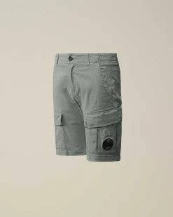 C.P. Company U16 Stretch Gabardine Cargo Shorts Turbulence-Grey Outlet