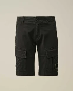 C.P. Company U16 Stretch Gabardine Cargo Shorts Black Cheap