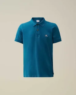 C.P. Company U16 Stretch Piquet Logo Polo Shirt Ink Blue Fashion