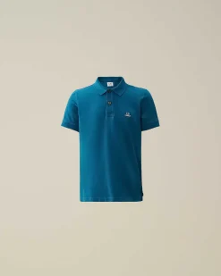 C.P. Company U16 Stretch Piquet Logo Polo Shirt Ink Blue Discount
