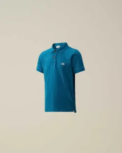 C.P. Company U16 Stretch Piquet Logo Polo Shirt Ink Blue Discount