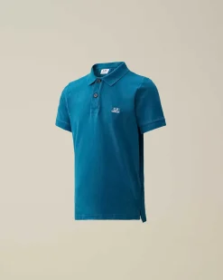 C.P. Company U16 Stretch Piquet Logo Polo Shirt Ink Blue Hot