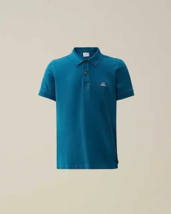 C.P. Company U16 Stretch Piquet Logo Polo Shirt Ink Blue Hot