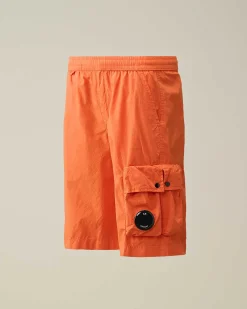 C.P. Company U16 Tela Parachute Cargo Shorts Gold Flame-Orange Cheap